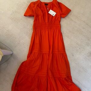 Quince Orange Tiered Puff Sleeve Sundress